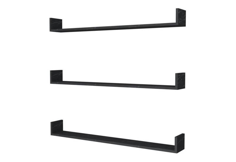 en.casa Wandregal, »Höganäs« Schweberegal 3er Set je 120 x 15 x 12 cm Marmor, schwarz von en.casa