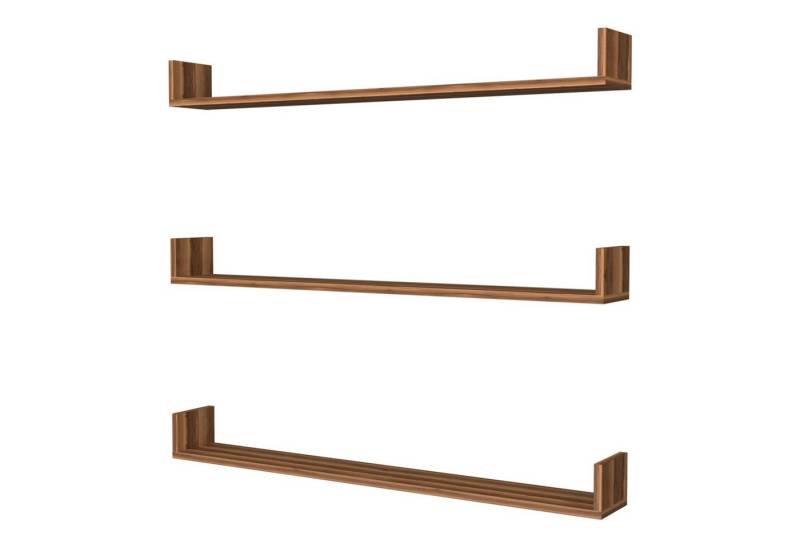 en.casa Wandregal, »Höganäs« Schweberegal 3er Set je 120 x 15 x 12 cm Walnuss-Optik von en.casa