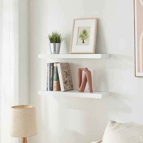 [en.casa] Wandregal 2er Set Stranda Regal Hängeregal Schweberegal 60 x 20 x 4 cm Wandboard Bilderleiste Regalbrett belastbar bis zu 5 kg Schwebendes Regal Wandablage Weiß von [en.casa]