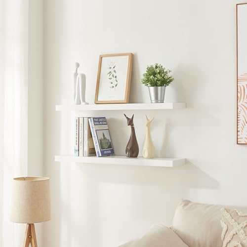 [en.casa] Wandregal 2er Set Stranda Regal Hängeregal Schweberegal 80 x 20 x 4 cm Wandboard Bilderleiste Regalbrett belastbar bis zu 5 kg Schwebendes Regal Wandablage Weiß von [en.casa]
