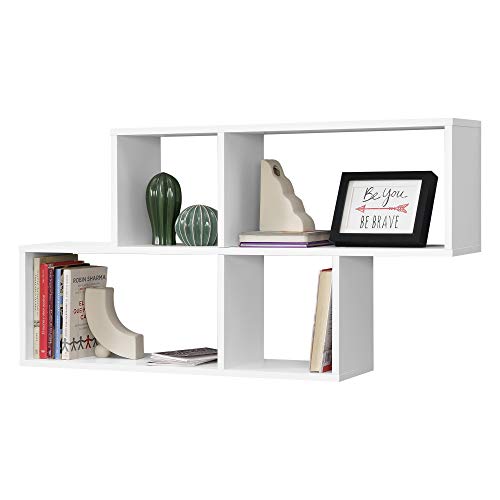 [en.casa] Wandregal Bryne 100 x 19,5 x 53 cm mit 4 Ablageflächen Spanplatte Weiß von [en.casa]