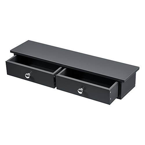 [en.casa] Wandregal Geeste Nachttisch hängend mit 2 Schubladen Nachtschrank Wandmontage Hängeregal 60 x 15 x 10 cm Schweberegal Dunkelgrau von [en.casa]