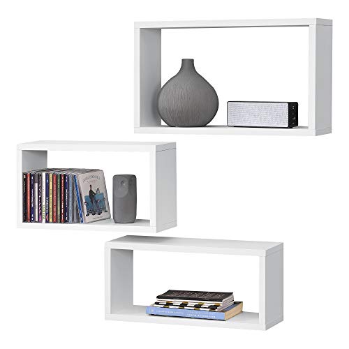 [en.casa] Wandregal Mandal 3er Set Regale in verschiedenen Größen Spanplatte Weiß von [en.casa]