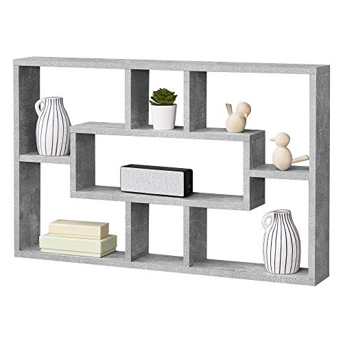 [en.casa] Wandregal Qinngua 77 x 10 x 48 cm Schweberegal mit 7 Ablageflächen Betonoptik von [en.casa]