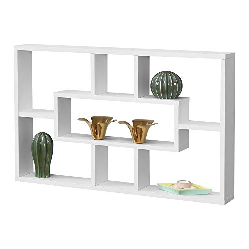 [en.casa] Wandregal Qinngua 77 x 10 x 48 cm Schweberegal mit 7 Ablageflächen Spanplatte Weiß von [en.casa]