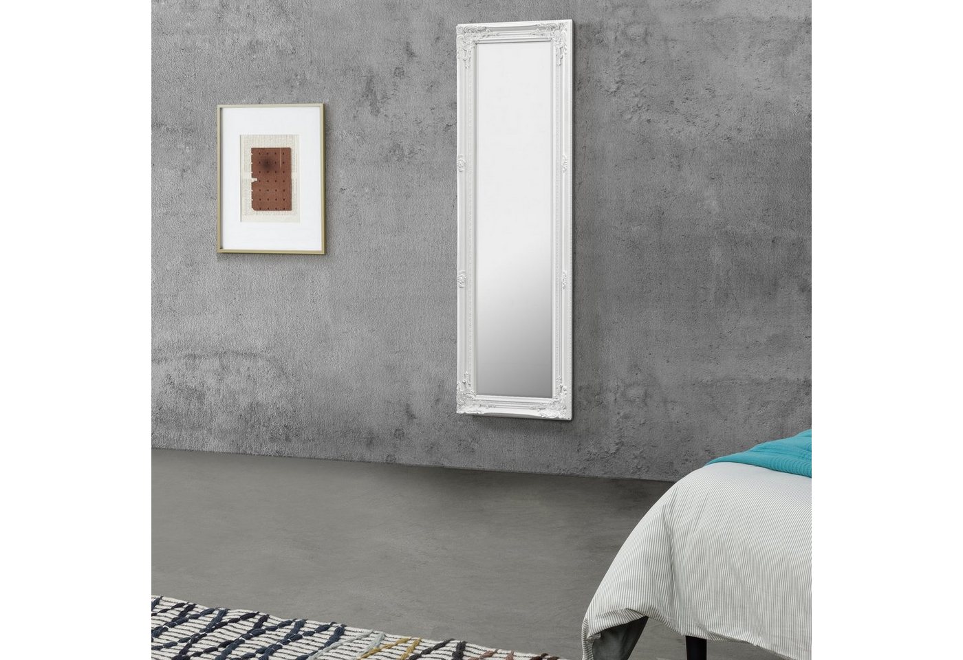 en.casa Wandspiegel, »Livorno« Ganzkörperspiegel 132 x 42 cm Antik Spiegel Weiß von en.casa