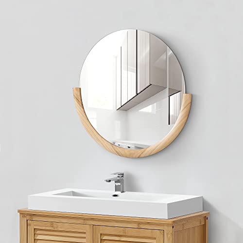 [en.casa] Wandspiegel Atri 61x64 cm Spiegel rund Natur Eukalyptusrahmen zum Aufhängen für Bad, Flur, Wohn- und Schlafzimmer modernes Design von [en.casa]
