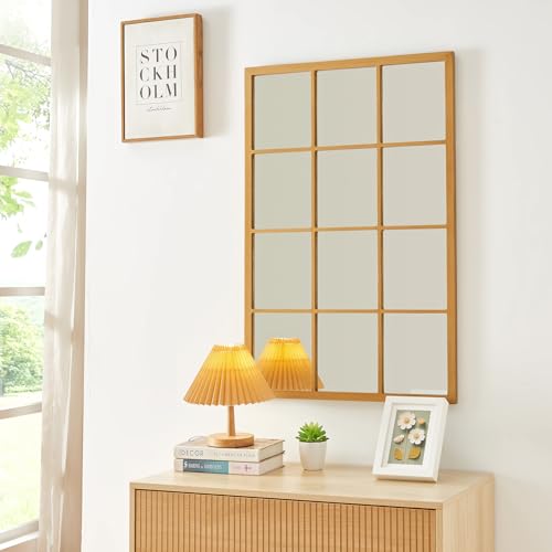 [en.casa] Wandspiegel Cupello Fensterspiegel rechteckig 90 x 60 cm Spiegel Goldfarbener Rahmen Fensteroptik mit Befestigungshaken Schlafzimmer Flur Wanddeko von [en.casa]