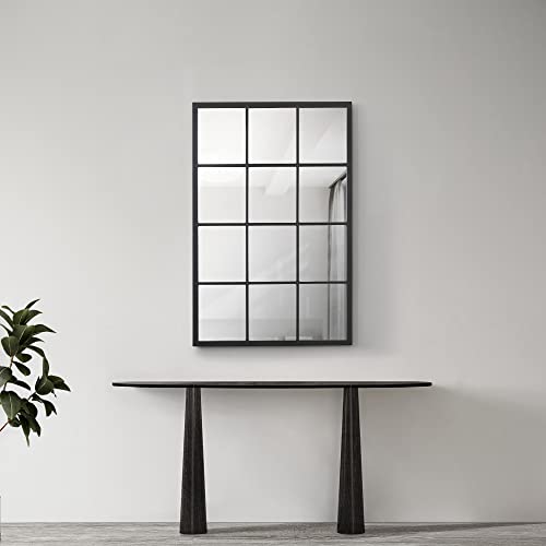 [en.casa] Wandspiegel Cupello Fensterspiegel rechteckig 90 x 60 cm Spiegel Schwarzer Rahmen Fensteroptik mit Befestigungshaken Schlafzimmer Flur Wanddeko von [en.casa]