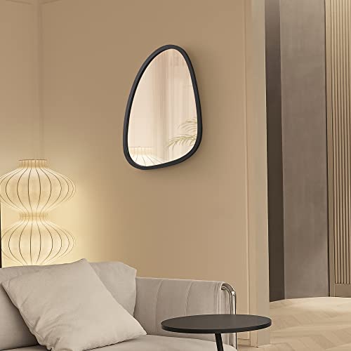 [en.casa] Wandspiegel Grottole 62x50 cm Spiegel mit MDF Rahmen schwarz matt eiförmig für Bad, Flur, Wohn- und Schlafzimmer zum Aufhängen modernes Design von [en.casa]
