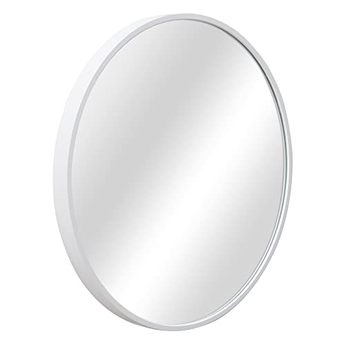 [en.casa] Wandspiegel Modugno 50 cm Badezimmerspiegel Badspiegel Schminkspiegel Hängespiegel rund Aluminiumrahmen Wandmontage Weiß von [en.casa]