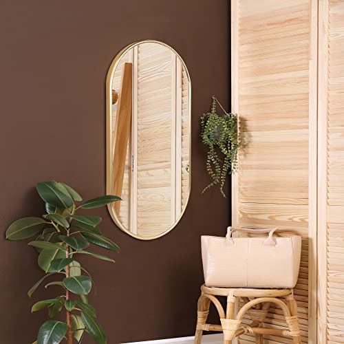 [en.casa] Wandspiegel Picciano Badezimmerspiegel 30x60cm Schminkspiegel Gold oval Dekospiegel von [en.casa]