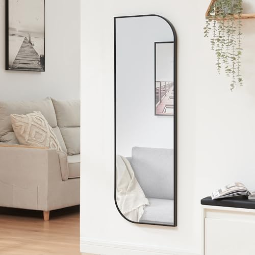 [en.casa] Wandspiegel Tarvindak Ganzkörperspiegel 120 x 40 cm Spiegel groß rechteckig Badspiegel Rahmen mit abgerundeten Ecken Schlafzimmer Flur Schwarz von [en.casa]