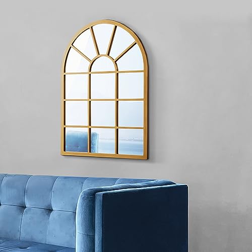 [en.casa] Wandspiegel Villalago Fensterspiegel Spiegel Goldener Rahmen Fensteroptik 80 x 60 cm mit Befestigungshaken Schlafzimmer Flur Wanddeko von [en.casa]