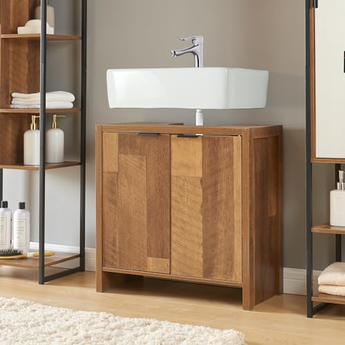 [en.casa] Waschbeckenunterschrank Namsskogan Badezimmerschrank Badunterschrank mit 2 Türen Waschtischunterschrank 60x60x30cm Walnussoptik von [en.casa]