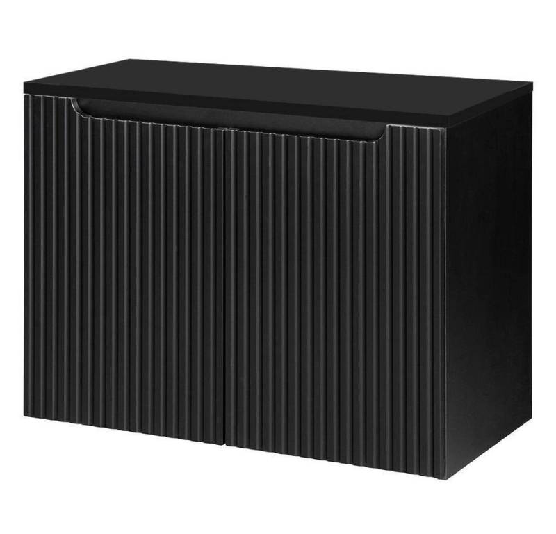 en.casa Waschbeckenunterschrank »Skelbolu« mit Waschplatte 2 Türen 80x60x40 cm Schwarz von en.casa