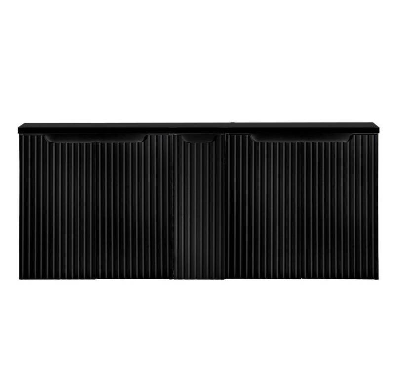 en.casa Waschbeckenunterschrank »Skelbolu« mit Waschplatte 5 Türen 140x60x40 cm Schwarz von en.casa
