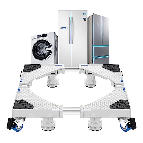 [en.casa] Waschmaschinen-Untergestell Kella Sockel 4 Rollen + 4 höhenverstellbare Füße bis 400 kg zum Transport und Erhöhen von Großgeräten verschiebbares Podest Weiß von [en.casa]