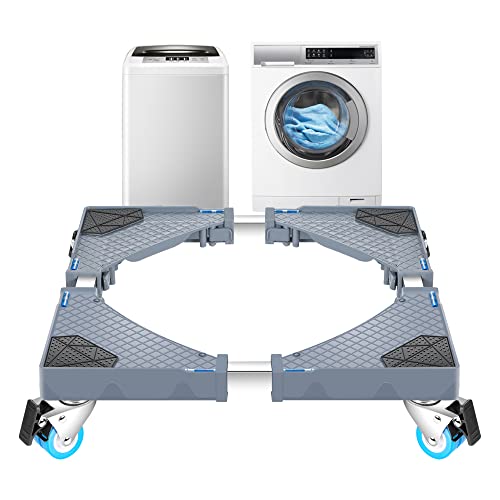 [en.casa] Waschmaschinen-Untergestell Zaberfeld Waschmaschinen Sockel mit 4 Rollen Podest max. 300 kg Edelstahl Grau von [en.casa]