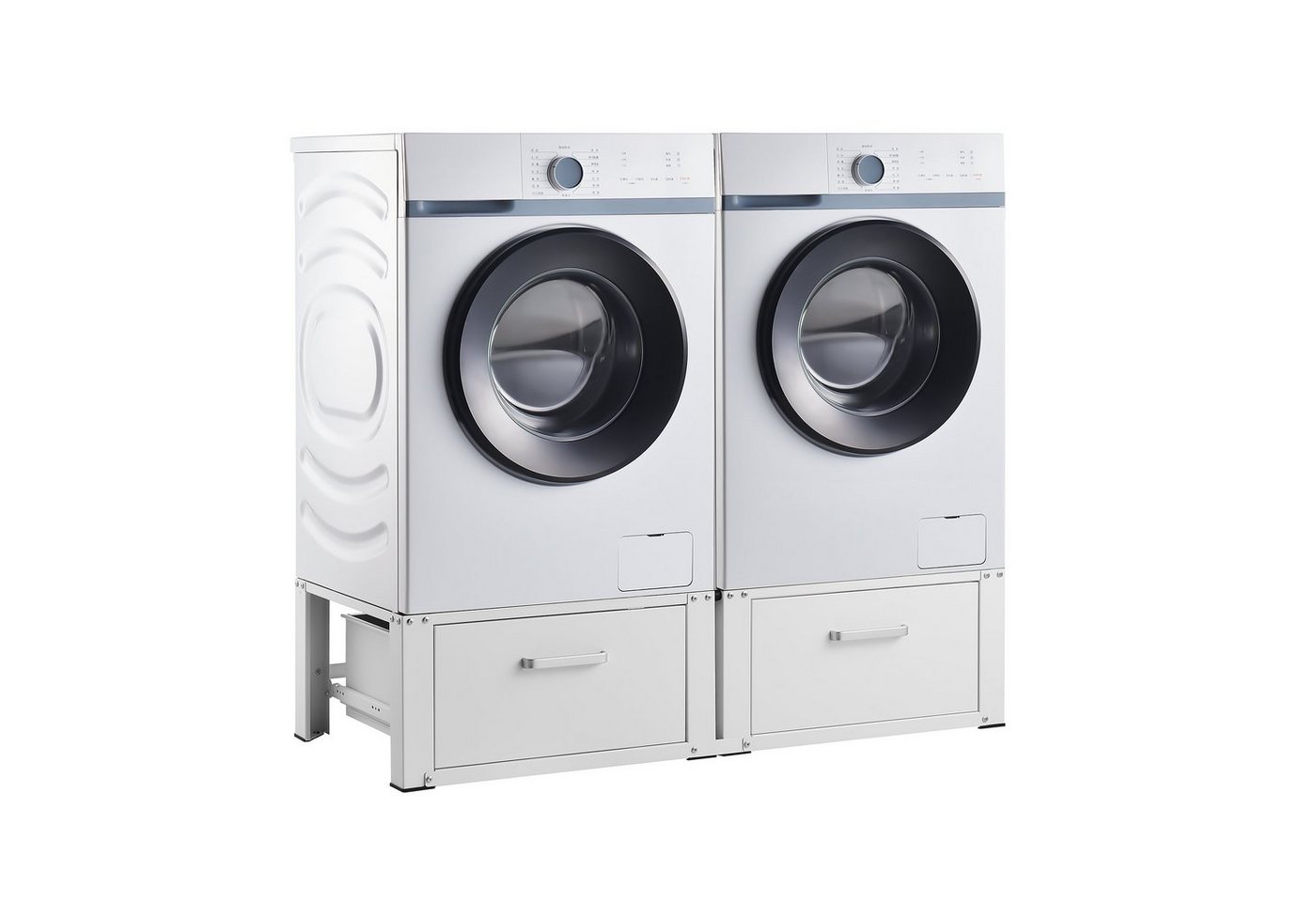 en.casa Waschmaschinenunterschrank »Heyen« Doppeluntergestell mit 2 Schubladen 127x54x31cm Weiß von en.casa