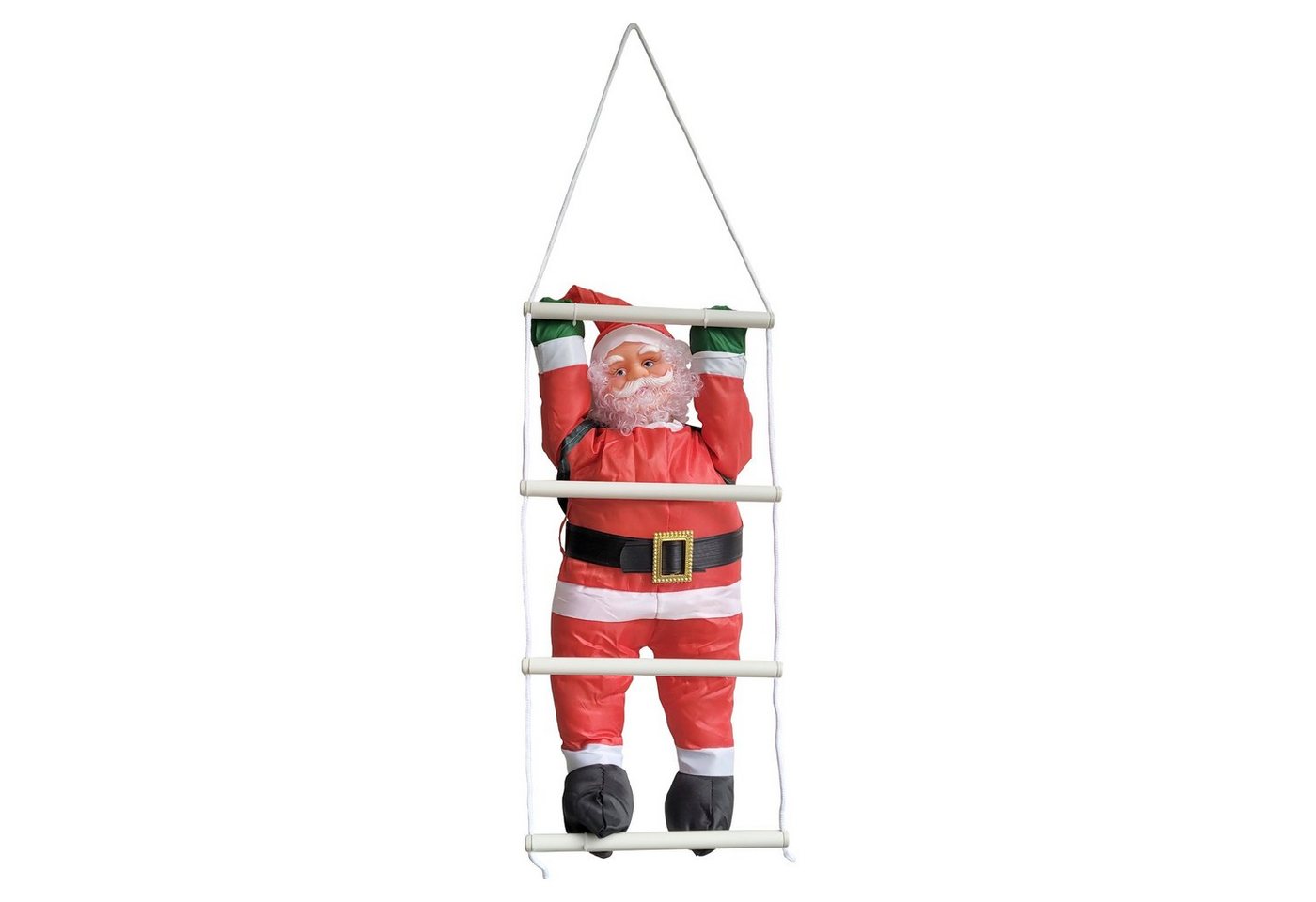 en.casa Weihnachtsfigur, Nikolaus auf Leiter 125cm Weihnachtsdekoration von en.casa