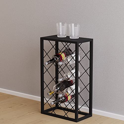 [en.casa] Weinregal Amasia Flaschenregal aus Metall Flaschenhalter Getränkeregal robuster Weinhalter für Bar, Weinkeller 68x40x22 cm Schwarz von [en.casa]