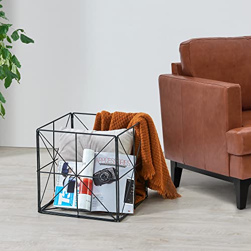 [en.casa] Zeitungskorb Temse Magazinständer Metallkorb 40x40x40cm Aufbewahrungskorb Metall Schwarz von [en.casa]