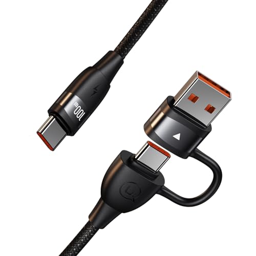 100W USB C Kabel, 2 in 1 PD 5A Multi Ladekabel USB C Schnellladekabel USB A/USB C auf USB C Kabel Typ C Ladekabel Nylon Mehrfach Universal Ladekabel für Laptop Tablet Handy Samsung Huawei (1.2M) von enablink