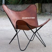 Wohnzimmer Ledersessel - Leder Lounge Relax Sessel Butterfly Chair Ersatzbezug Braun von enchantedstores