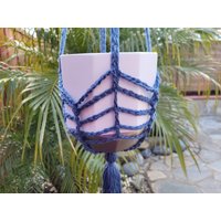 Jeansband Chevron Boho Style Pflanzentopf Aufhänger Für 4-6" Mit Quaste von enchanthread