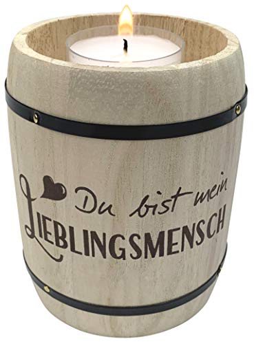 Geschenk Teelichthalter Valentinstag - Du bist Mein Lieblingsmensch - Holz Geschenkidee Freundin Geburtstag Valentinstagsgeschenk von endlosschenken