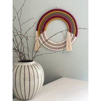 Moderner Bunter Wandbehang, Farbenfrohe Makramee Wanddekoration, Runde Wanddeko , Ideen Für Wanddeko, Boho Wohnzimmer von endloserKnoten