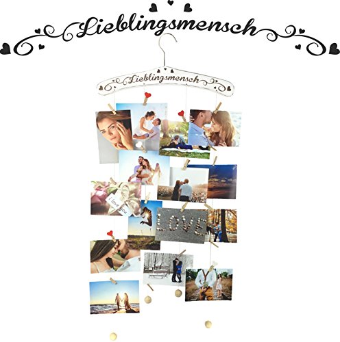 endlosschenken Lieblingsmensch Bilderrahmen Freundschaft Collage Vintage Style mit Klammern Geschenk Fotogeschenk Valentinstag von endlosschenken