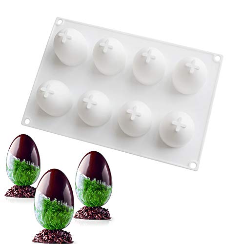 8 Löcher Ostern Weihnachten Ei Mousse Form Silikon Kuchenform 3D DIY Backformen Backen CEANake Formen, weiß von Uenmay