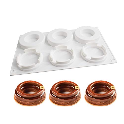 enduo Silikon 3D Kuchenformen für French Mousse Kuchenformen, 6 Loch Kleiner Ring von enduo