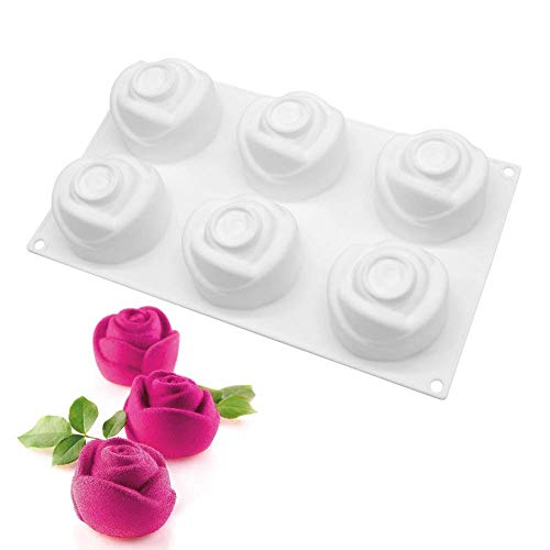 enduo 6 Löcher rosa 3D-Kuchenform Silikon Backgeschirr für Gelee Pudding Süßigkeiten Schokoladenkuchen gefrorene Desserts, weiß von enduo