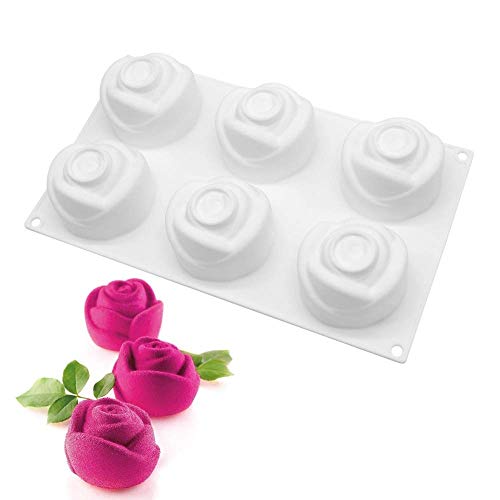 6 Löcher rosa 3D-Kuchenform Silikon Backgeschirr für Gelee Pudding Süßigkeiten Schokoladenkuchen gefrorene Desserts, weiß von Uenmay
