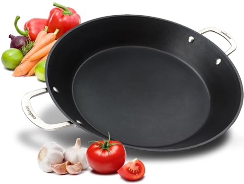 endusor Paella Pfanne INDUKTION Ø 38cm mit Antihaft-Beschichtung | 6-8 Personen | alle Herdarten + Backofen + Gasgrill | Professionelle Paellapfanne aus hochwertigem Aluminium von endusor