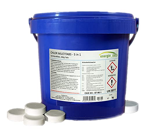 energieprofis 20 kg (4 x 5 kg) Chlor Multitabs 5 in 1 Multi Tabs Pool 200g von energieprofis