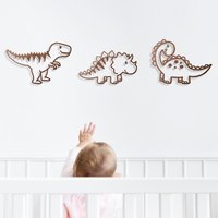 Dinosaurier Wandbild, 3Er Set Holz Wandtattoo Kinderzimmer Dekoration, Wanddeko, Wanddeko von engravisLT