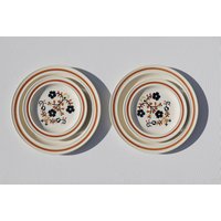 Vtg 4 | 2 Große Teller, 2 Salat Teller Porzellan Mit Blumenmuster, Handbemaltes Geschirrset, Schöne Bauernhaus Weißes/Mehrfarbiges von enhei