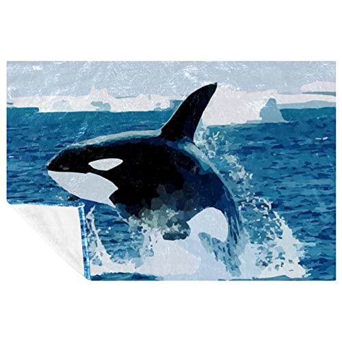 Orca Killer Fleecedecke, Wal, Fisch, Ozean, weich, leicht, Plüsch, gemütlich, perfekt für Bett, Sofa, Couch, Reisen, Camping, 149,9 x 99,8 cm von enheng