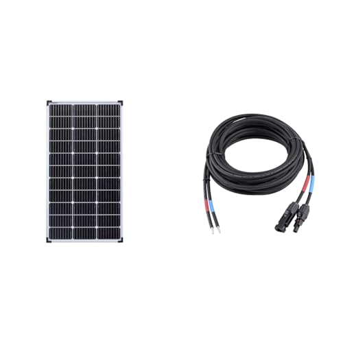 enjoy solar PERC 12V 9-Busbars (9BB) 166 * 166mm Monokristallines Solarpanel ideal für Wohnmobil, Gartenhäuse und mehr& 4mm² Profi-Verbindungskabel Solarmodul zu Solarladeregler Anschlusskabel 5m von enjoy solar