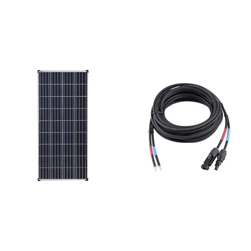 enjoy solar Poly 160W 12V Polykristallines Solarpanel Solarmodul Photovoltaikmodul ideal für Wohnmobil, Gartenhäuse, Boot& 4mm² Profi-Verbindungskabel Solarmodul zu Solarladeregler Anschlusskabel 5m von enjoy solar