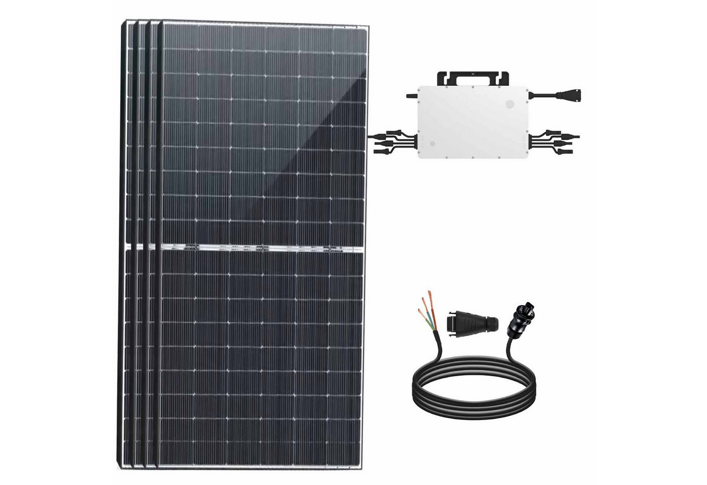 enprovesolar Solaranlage Balkonkraftwerk Komplettset 2000W (4x Bifazial Modul), Hoymiles Wechselrichter 1600W Photovoltaik Solaranlage inkl 10m Wielandstecker von enprovesolar