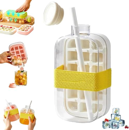 Ice Bottle Cup,eiswürfel Flasche,Ice Cube Bottle,Eiswürfelbehälter Mit Deckel Und Behälter,Ice Cube Bottle,eiswürfelflasche Mit Deckel,2 In 1 Ice Cube Tray,Water Bottle with Lid and Container von enseak