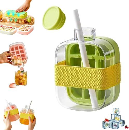 Ice Bottle Cup,eiswürfel Flasche,Ice Cube Bottle,Eiswürfelbehälter Mit Deckel Und Behälter,Ice Cube Bottle,eiswürfelflasche Mit Deckel,2 In 1 Ice Cube Tray,Water Bottle with Lid and Container von enseak
