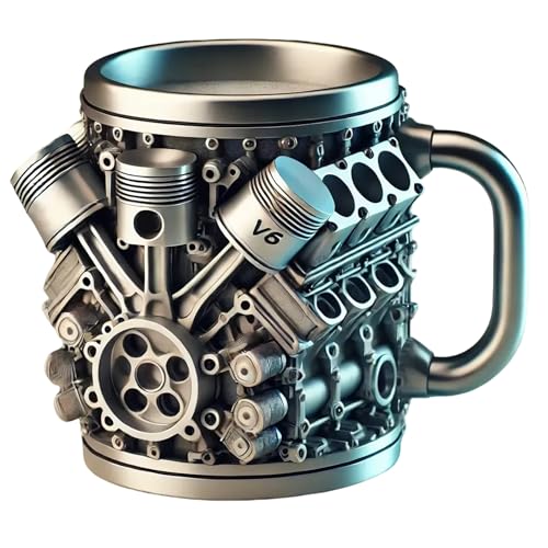 Kaffeetasse Für Auto Motor,3d-kaffeetasse,engines Edelstahlbecher,2025 Neue Auto Motoren Form Teetassen,V8 & V6 3D Motor Design Retro Coffee Tasse, Für Zuhause, Studio, Reisen von enseak