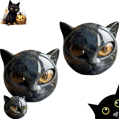 Luxury Black Cat Stone Sculpture,luxuriöse Steinskulptur Einer Schwarzen Katze,Luxury Black Cat Stone Sculpture Elegant Home Décor,Cute Desktop-OrnamenteSculptureGifts,Mementofor Mini Tiny Cat-2pcs von enseak