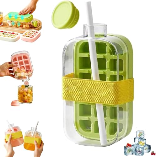Ice Bottle Cup,eiswürfel Flasche,Ice Cube Bottle,Eiswürfelbehälter Mit Deckel Und Behälter,Ice Cube Bottle,eiswürfelflasche Mit Deckel,2 In 1 Ice Cube Tray,Water Bottle with Lid and Container von enseak